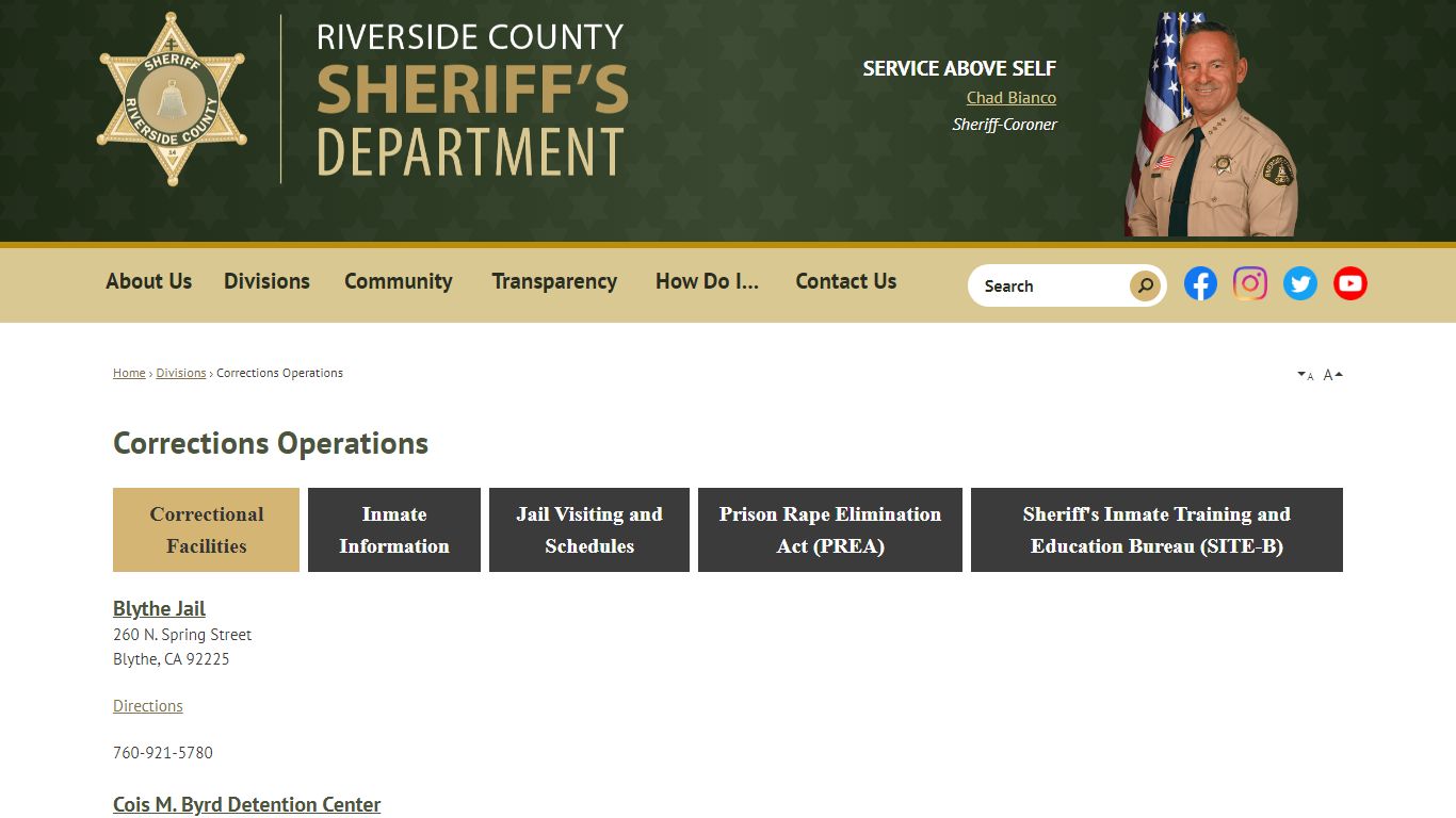 Corrections Operations | Riverside County Sheriff, CA